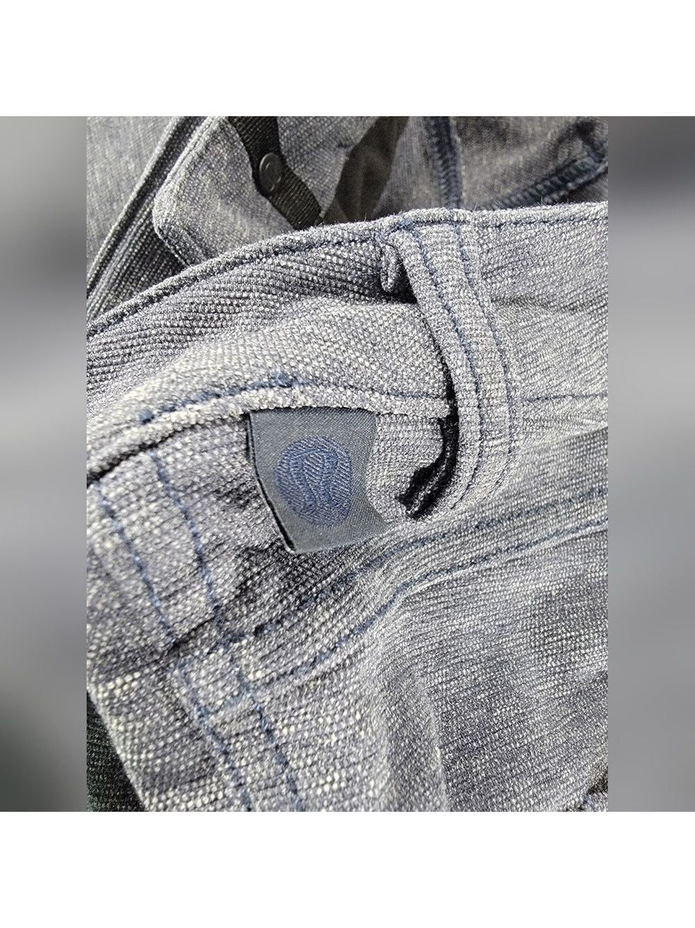Lululemon Pants Mens 34x31 ABC Pant Slim Tech Canvas Heather Blue Golf Stretch - Picture 3 of 13